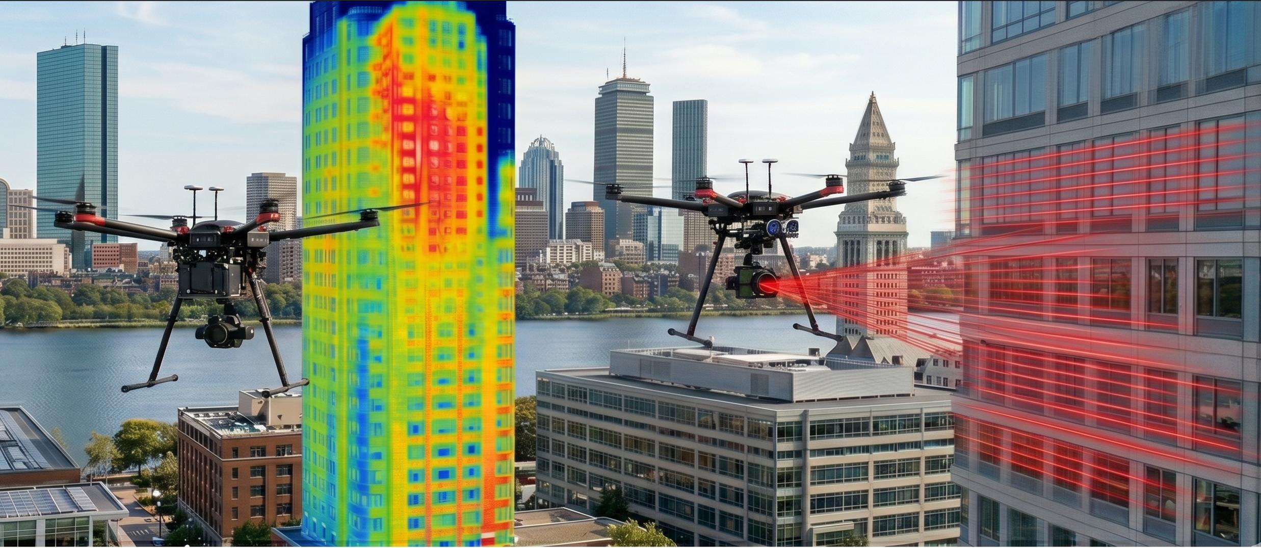 Drone thermal inspection over Boston